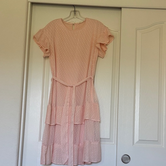 tea n rose Dresses & Skirts - tea n rose Blush Pink Midi Dress with Ruffle Sleeves